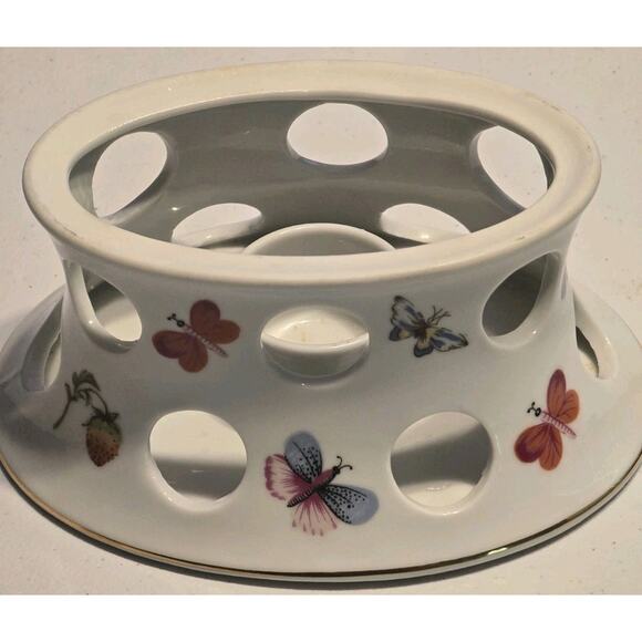 Votive Candle Holder Lenwile Ardalt Strawberry Butterfly Japan Porcelain - Picture 1 of 6